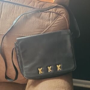 Paloma Picasso Black Leather Bag with Gold Logo